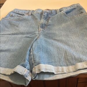 Gloria Vanderbilt Blue Jean Shorts with Relaxed Fit and Frayed Hem